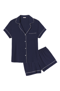 Gisele Relaxed Short PJ Set in Navy/Ivory