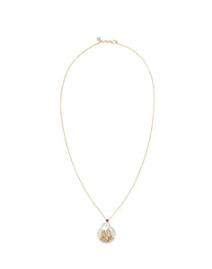 Inseparable Pearl Necklace in Pearl & Red Sapphire