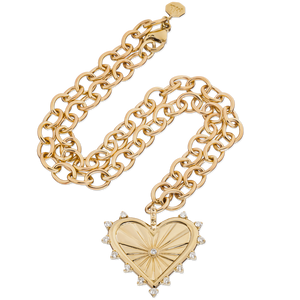 Spiked Heart Necklace with Chain