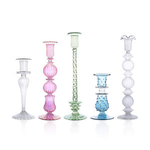 Issy Granger Coloured Glass Candlesticks, Candle holders