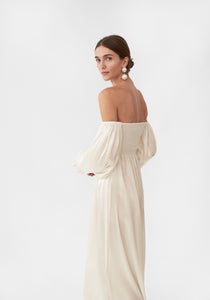Atlanta Silk Dress in Pearl White