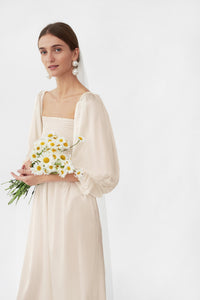 Atlanta Silk Dress in Pearl White
