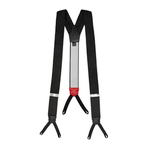 Black Silk and Leather Suspenders