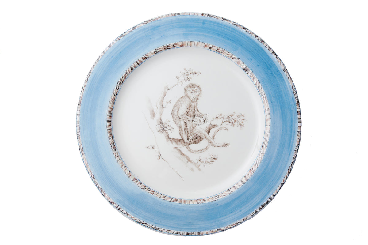 Blue Monkey Dinner Plates, Set of 6