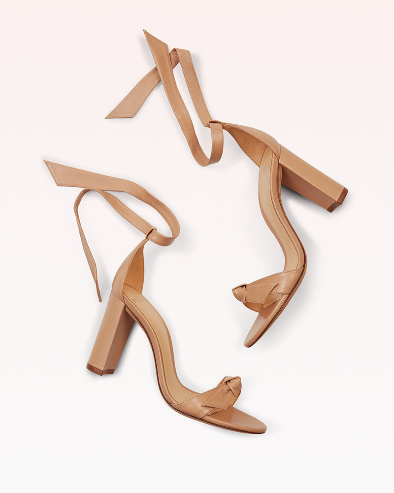 Clarita Block 90 in Beige Leather