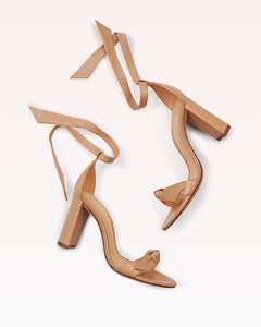 Clarita Block 90 in Beige Leather
