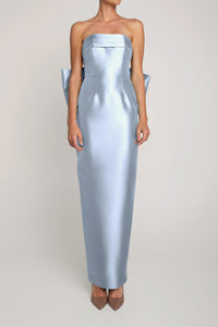 Camille Silk and Wool Column Gown with Removable Train