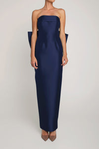 Camille Silk and Wool Column Gown with Removable Train