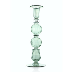 Issy Granger Green Glass Candlestick Candle Holder