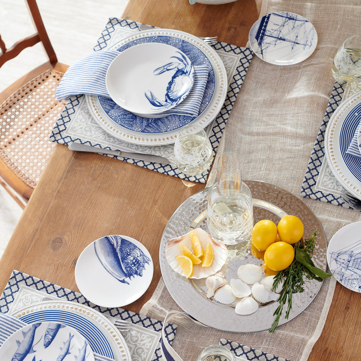 Blue Rigging Canapé Plates Boxed Set/4 - Caskata