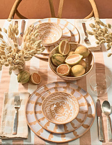 Casa Melocoton Dinner Plate with Candy Cane Stripes