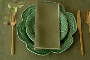 Cimen Napkin with Green Small Trim, Set of 4