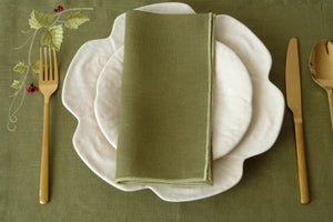 Cimen Napkin with Green Small Trim, Set of 4