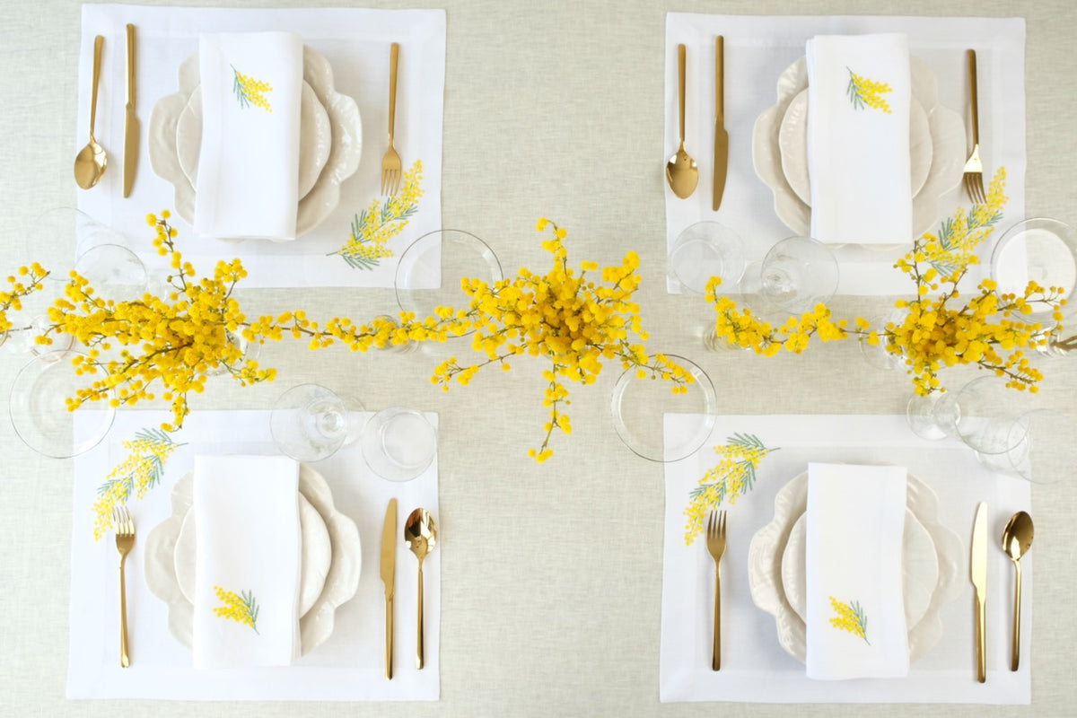 Mimosa Napkin and Placemat, Set of 2