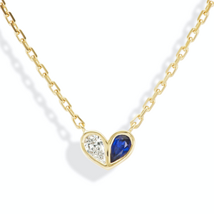 Sweetheart Necklace Diamond and Blue Sapphire