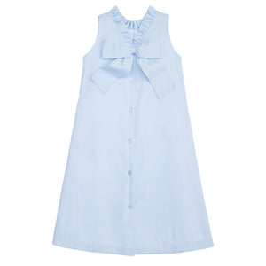 Little English traditional girl's clothing, classic older girl's sleeveless dress for spring, light blue dress with ruffle collar for tweens