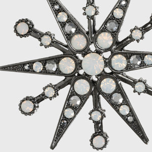 Deco Snowflake Hanging Ornament in Hematite and Opal
