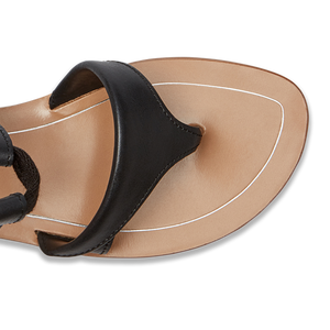 10mm Italian Made Flat Grear Sandal in Black Vachetta