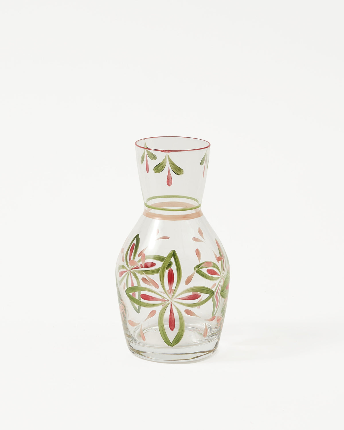 Hand Painted Carafe, Green and Pink