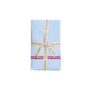 Double Piped Linen Napkins in Blue, Set of Four