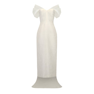 Colette Dress in White Floral Brocade
