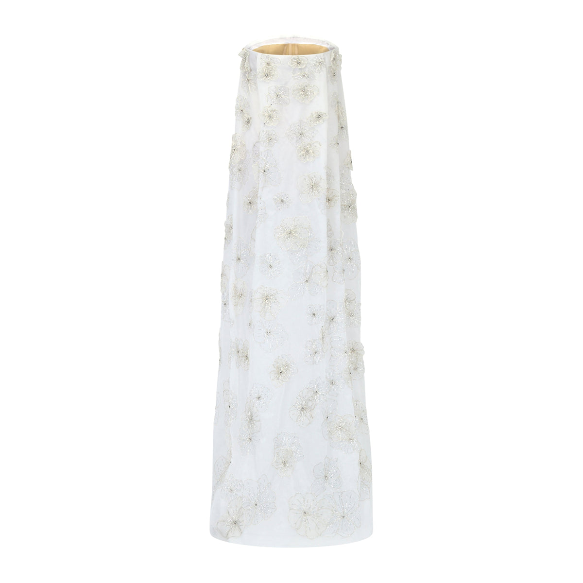 Skye Gown in White Organza with 3D Appliqué