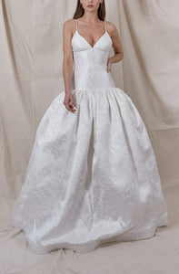 Brandy Silk Floral Jacquard Gown