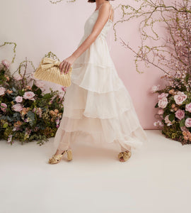 Camellia Bow Heel in Gold