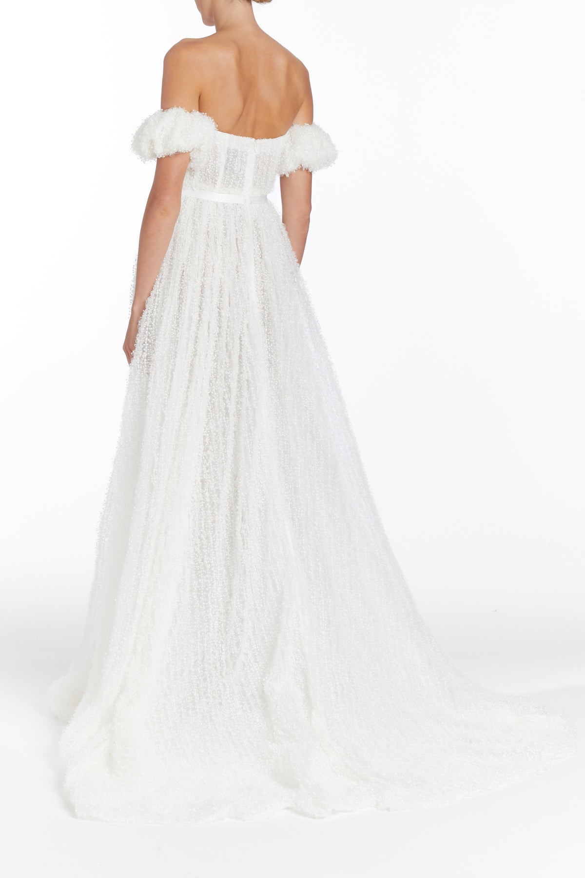 Venus White Dotted Tulle Gown