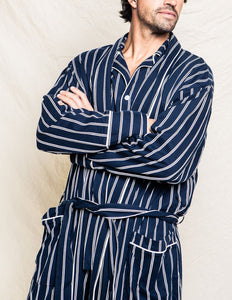 Men’s Grant Pinstripe Pima Cotton Robe