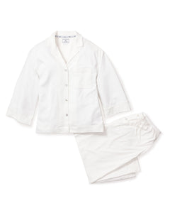 Women’s Luxe Pima Cotton White Wide Leg Pajama Set