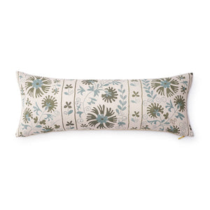 Sage Ribbon Suzani Pillow Pillow St. Frank 40" W x 15" H 
