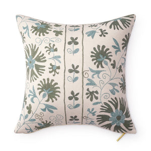 Sage Ribbon Suzani Pillow Pillow St. Frank 20" W x 20" H 