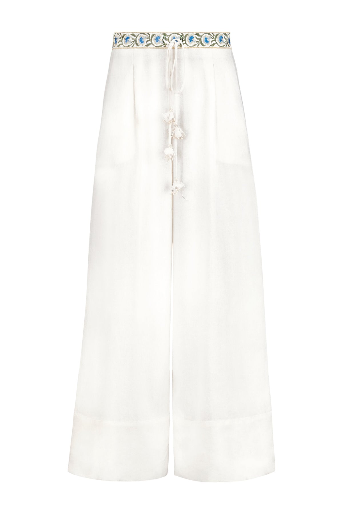 Carnation Pants - White & Blue Bottoms - Pants Rosewater House 