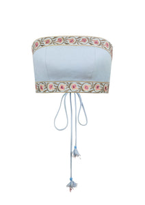 Carnation Crop Top - Blue & Pink Rosewater House 