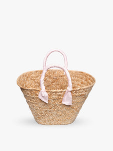 Rosie Woven Straw Ribbon-Handle Tote