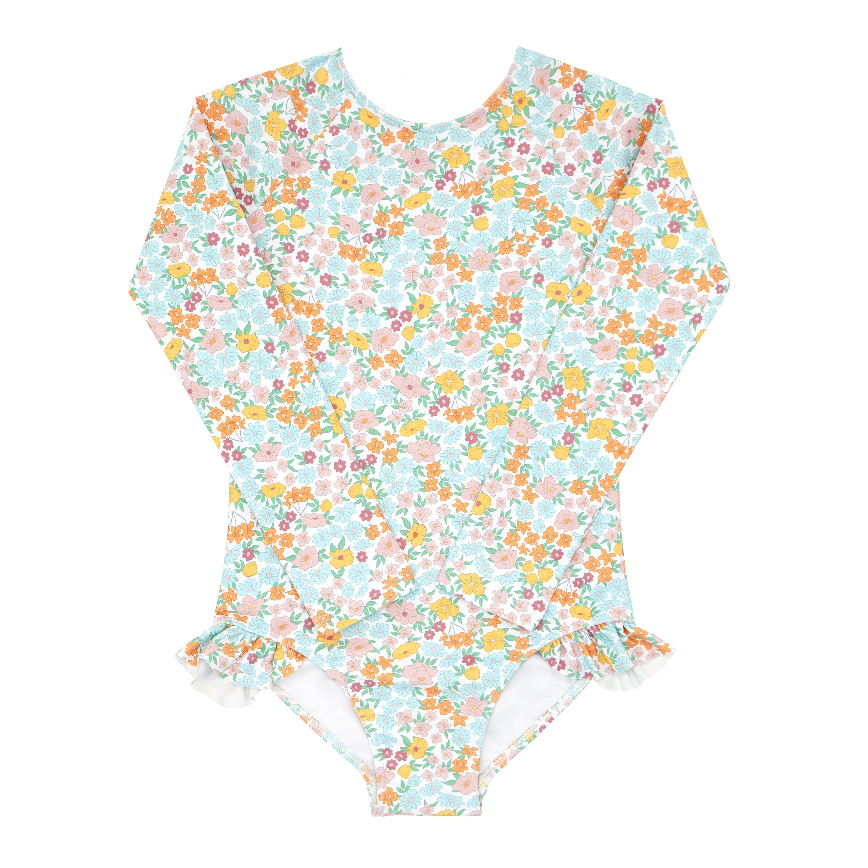 Girl's Hawaiian Floral Rashguard One Piece