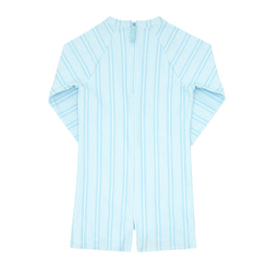 Unisex Pacific Blue Stripe Long Sleeve Rashguard One Piece