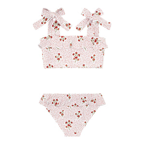 Girls Raspberry Red Bandeau Bikini