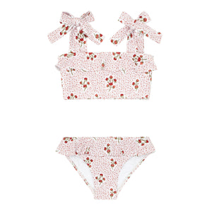 Girls Raspberry Red Bandeau Bikini