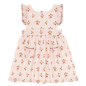 Girls Raspberry Red Pinafore Dress