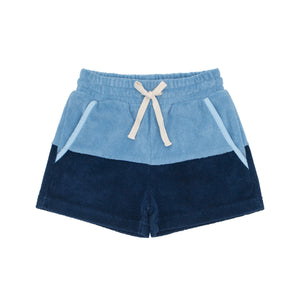 Boys Freshwater Blue Navy Colorblock French Terry Short
