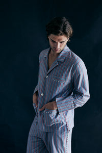 Saturn Men's Pajama Pant in Grey Red Stripe