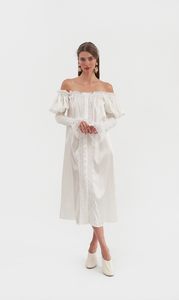Opera Silk Dress in Pearl White