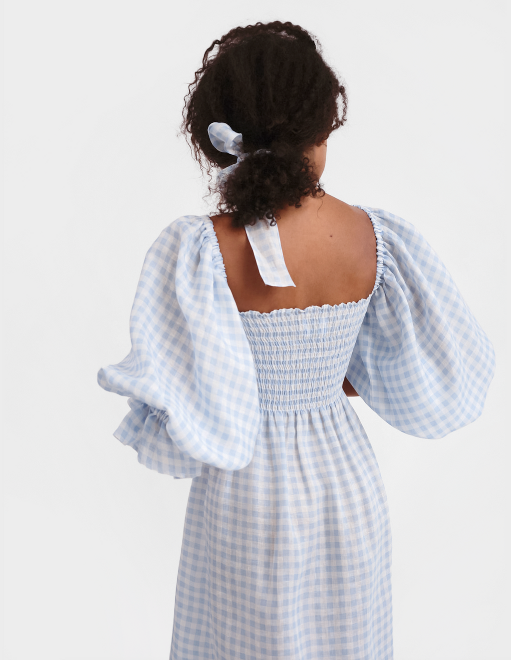 Atlanta Linen Dress in Blue Vichy
