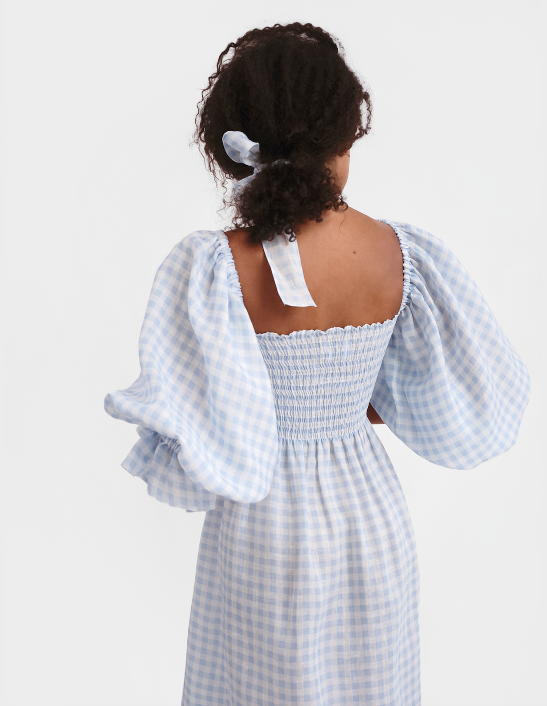 Atlanta Linen Dress in Blue Vichy