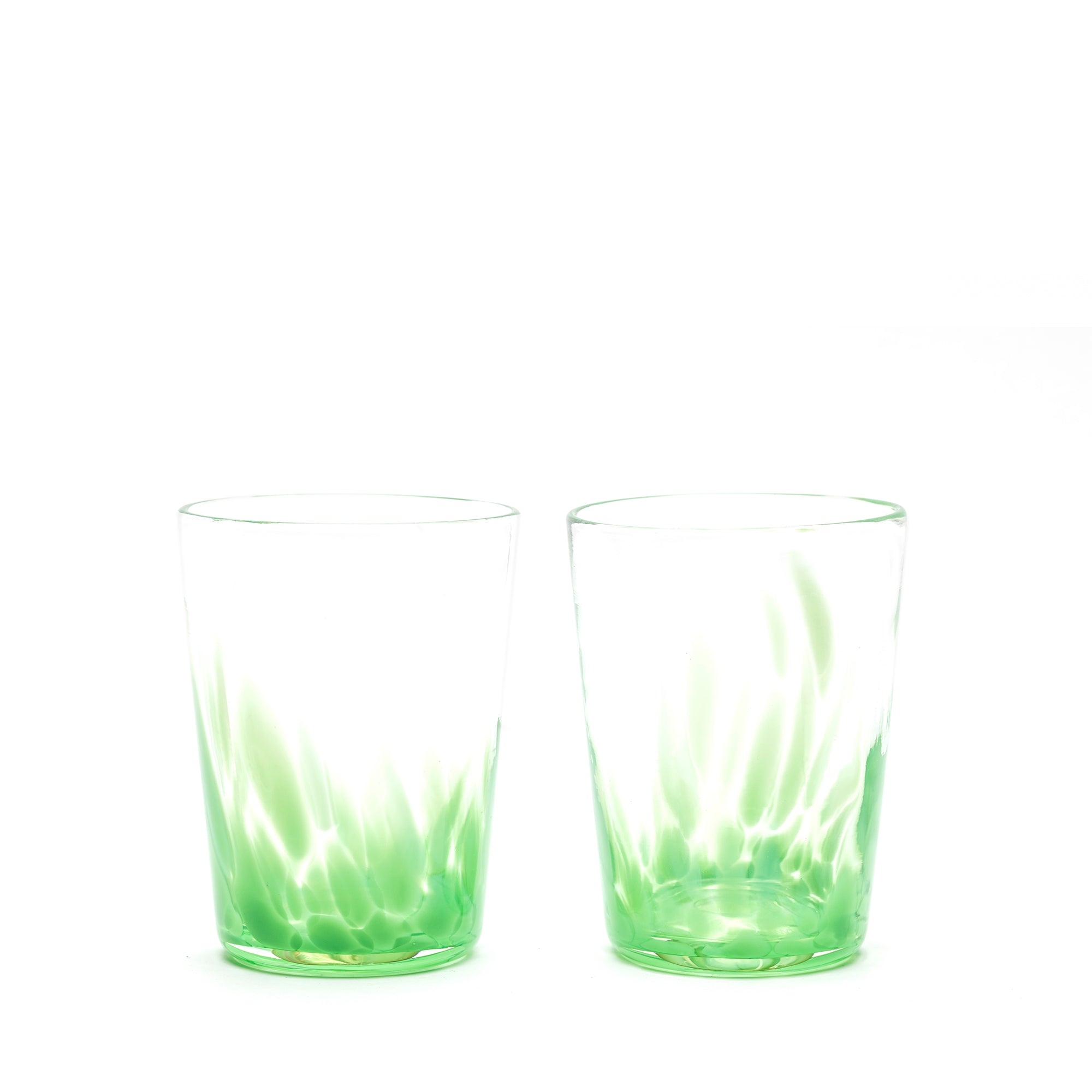 Cactus Green Transparent Spotted Tumblers, Set of Two