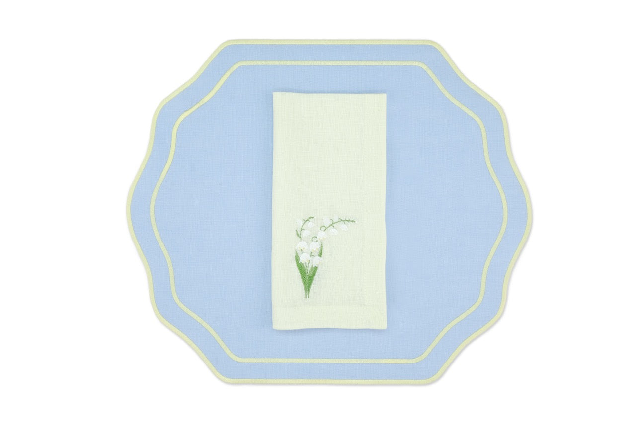 Yellow Lily Linen Napkin and Stucco Linen Placemat, Set of 4