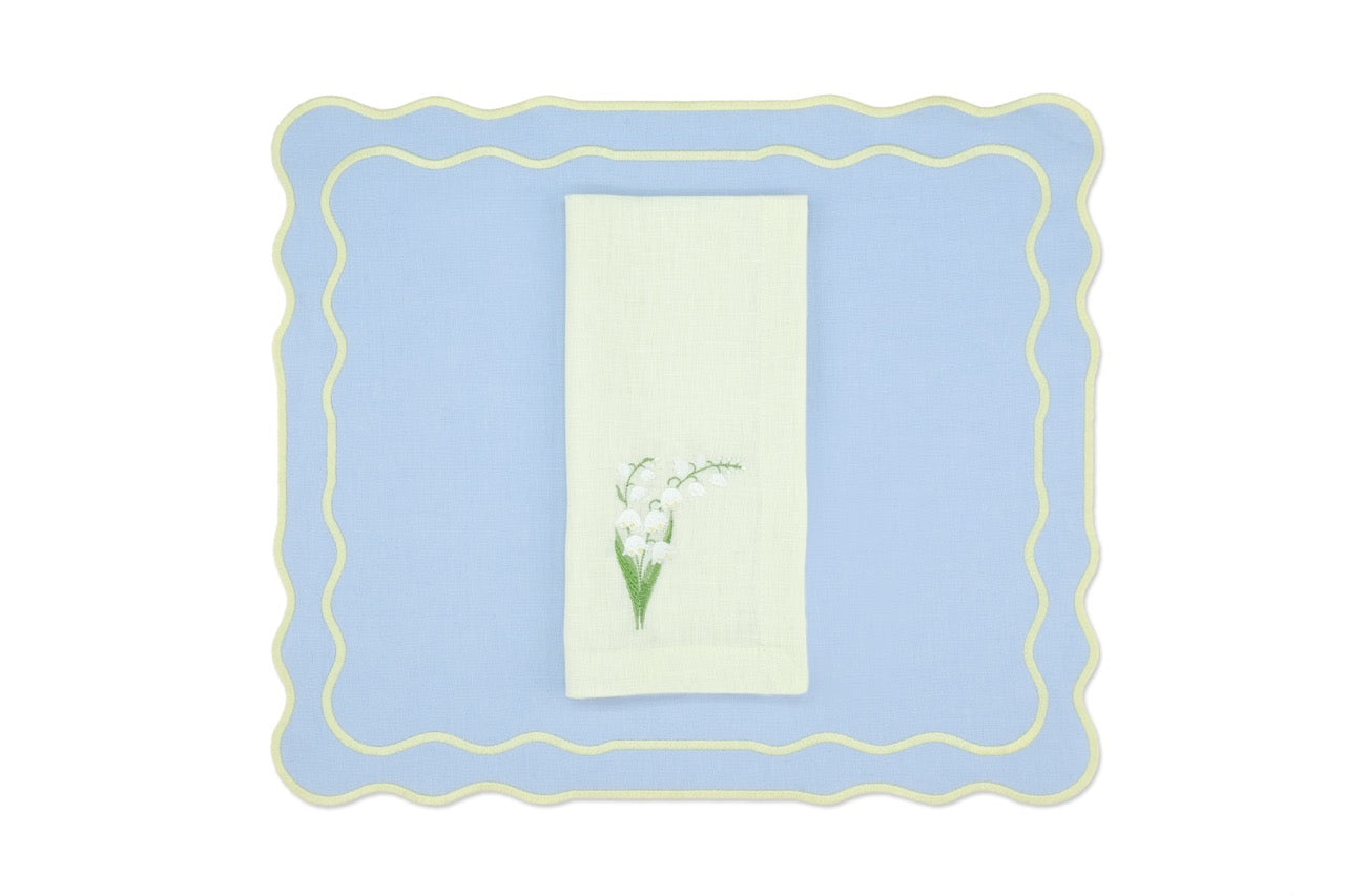 Yellow Lily Linen Napkin and Tableau Linen Placemat, Set of 4
