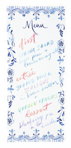 Blue and White Menus